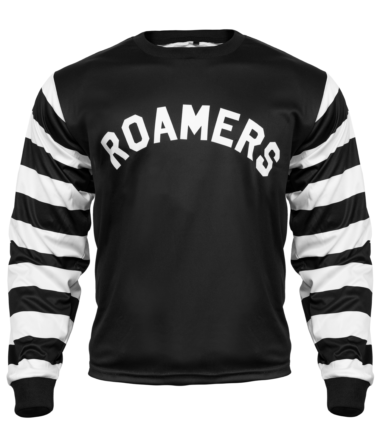 Black & White Striped Sleeves Roamers Print Shirt Black & White Striped Sleeves Roamers Print Shirt