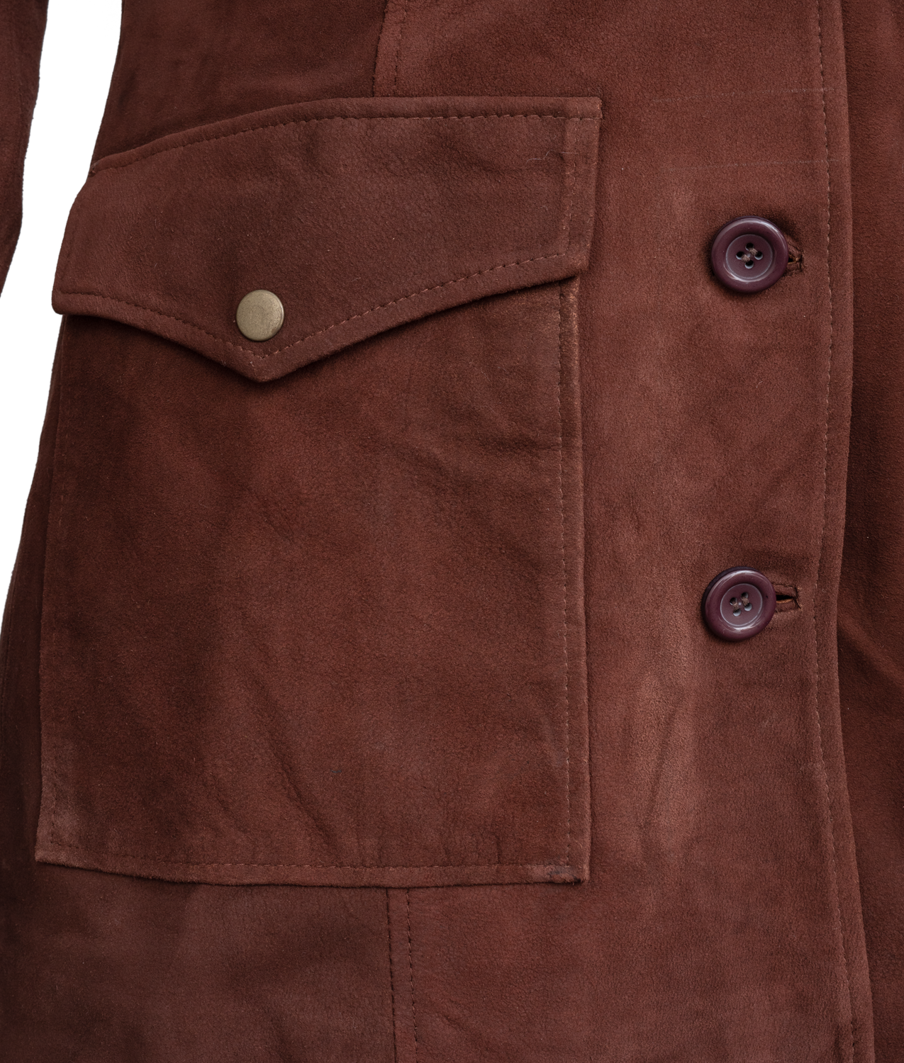 Brown Suede Leather Coat With Fur Collar For Women (2)