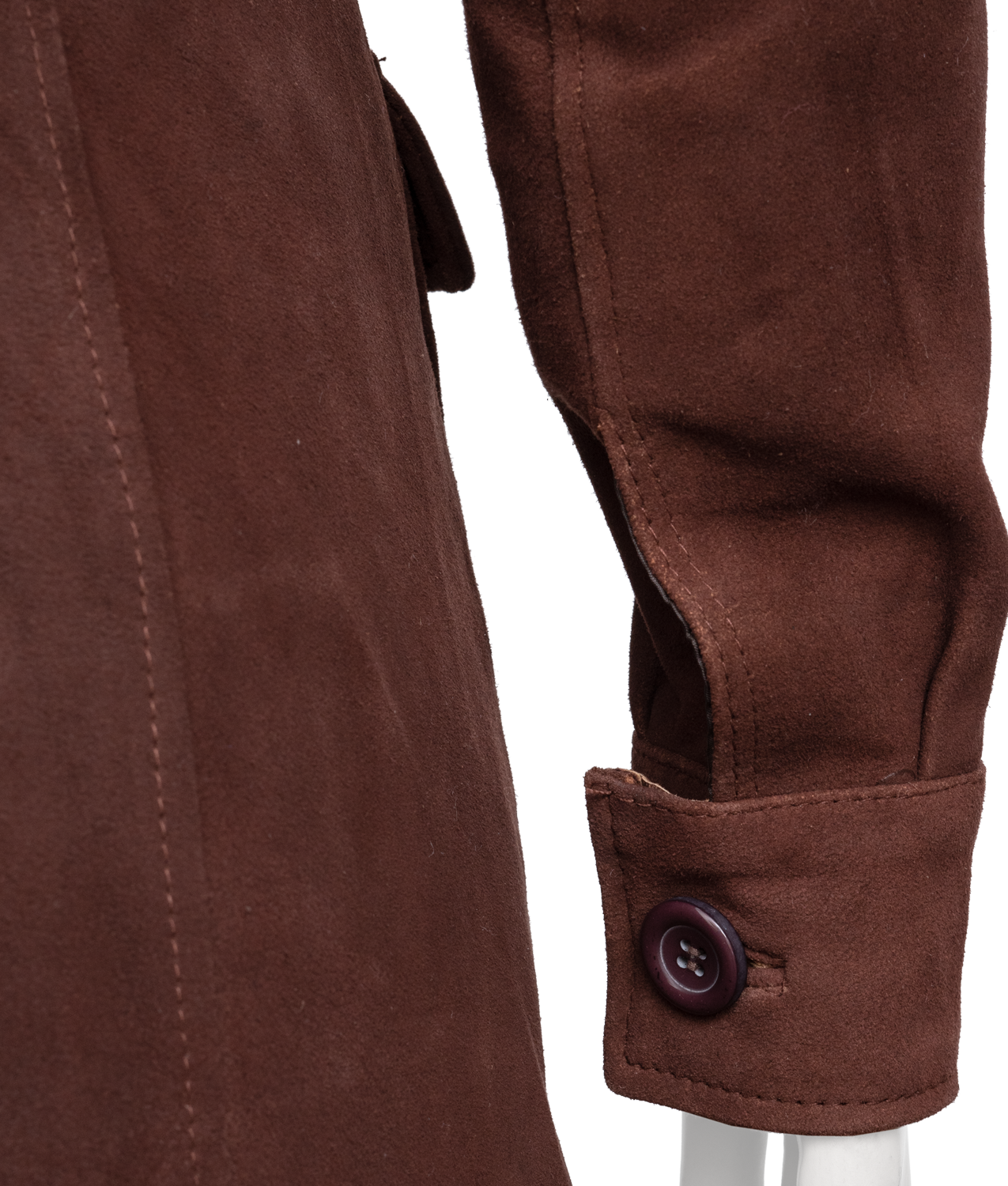 Brown Suede Leather Coat With Fur Collar For Women (6)