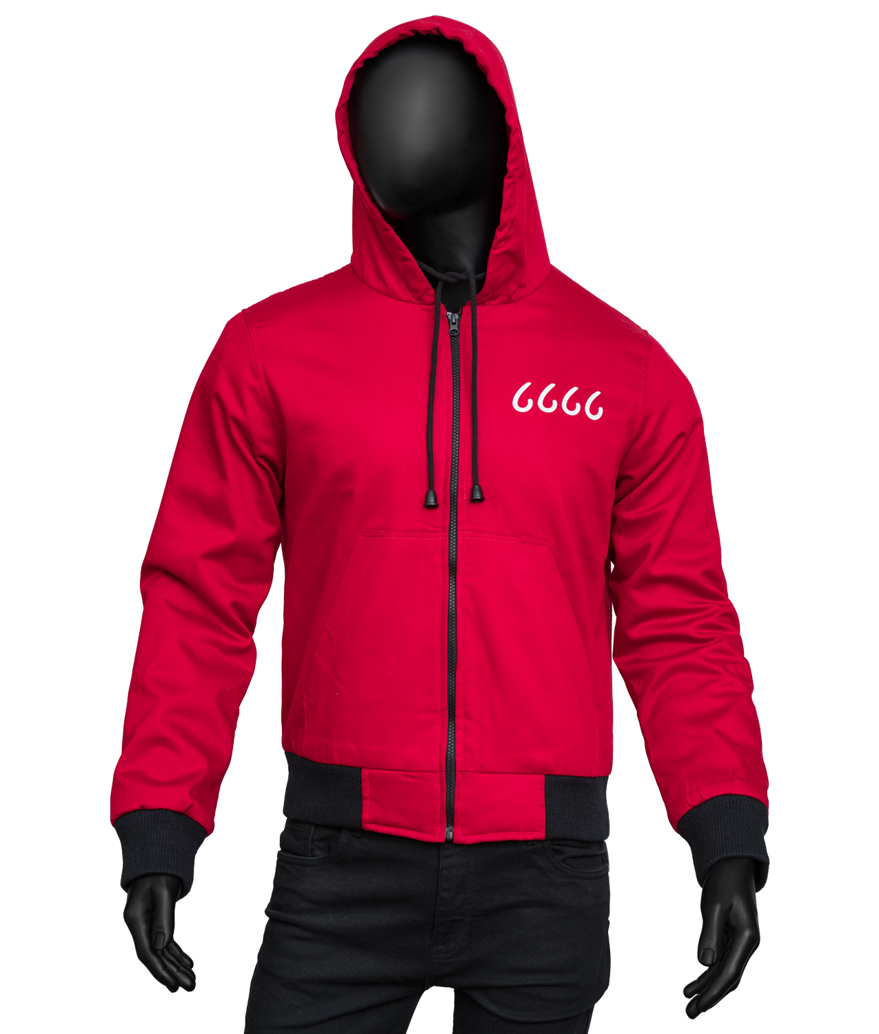 Men's-6666-Red-Cotton-Hooded-Jacket Men's 6666 Red Cotton Hooded Jacket