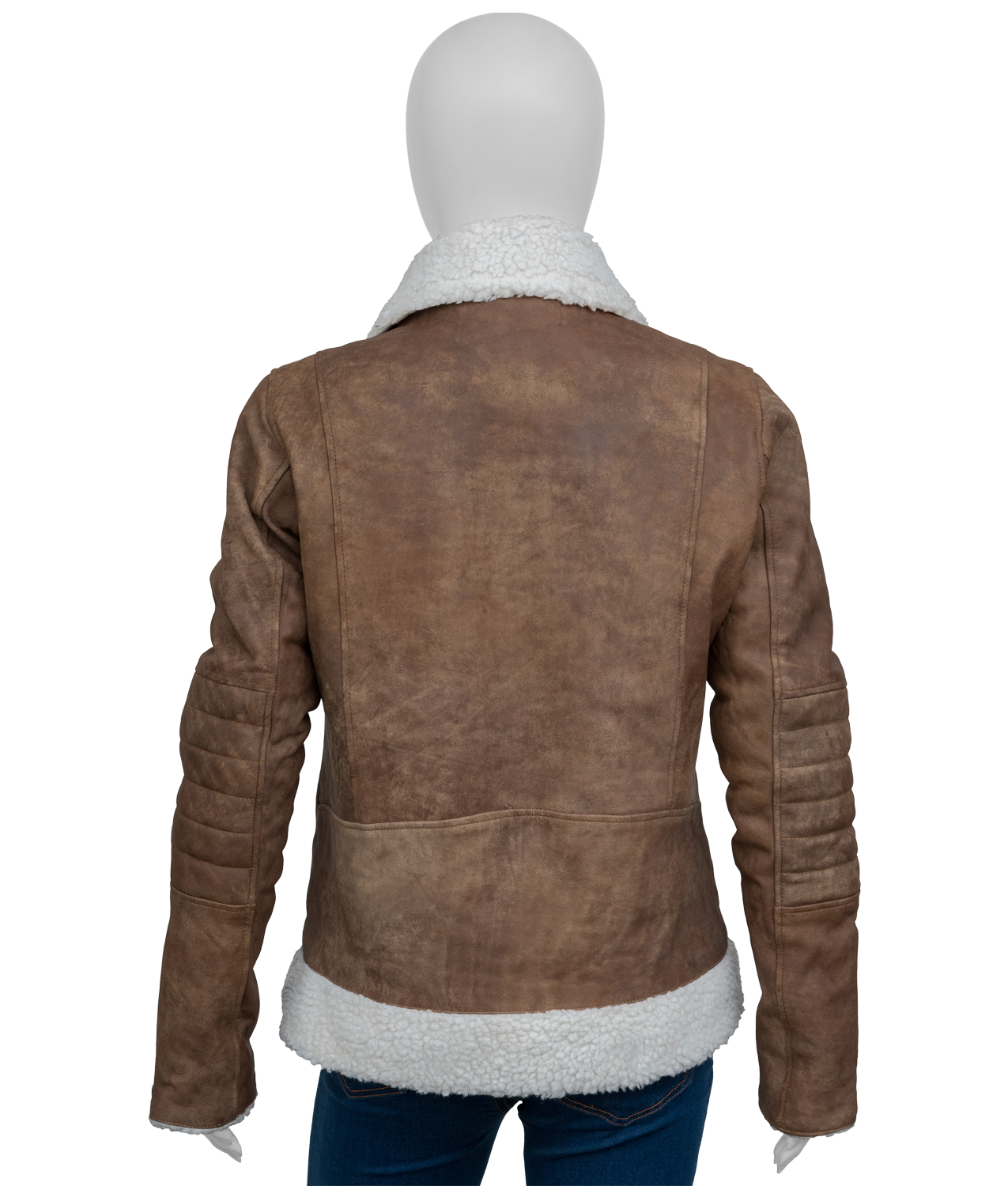 Women's Brown Faux Fur Asymmetrical Bikers Jacket (5)