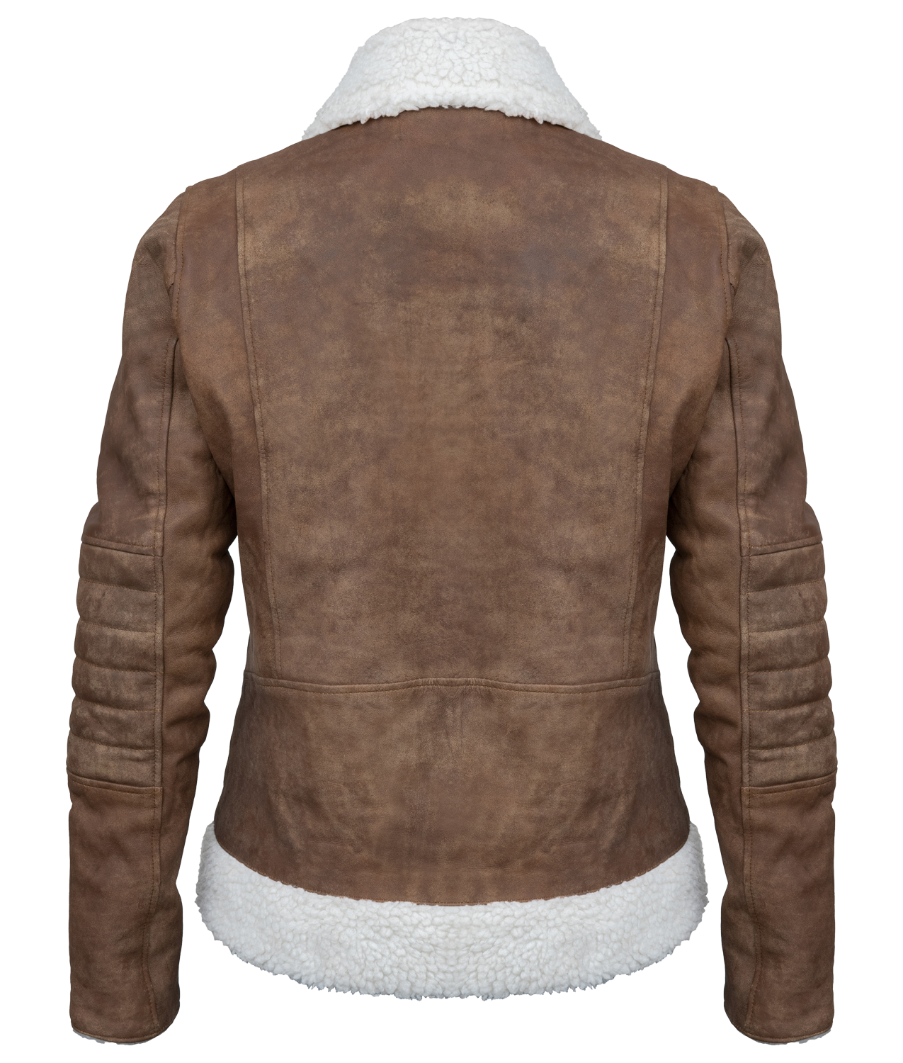 Women's Brown Faux Leather Asymmetrical Bikers Style Fur Jacket (2)