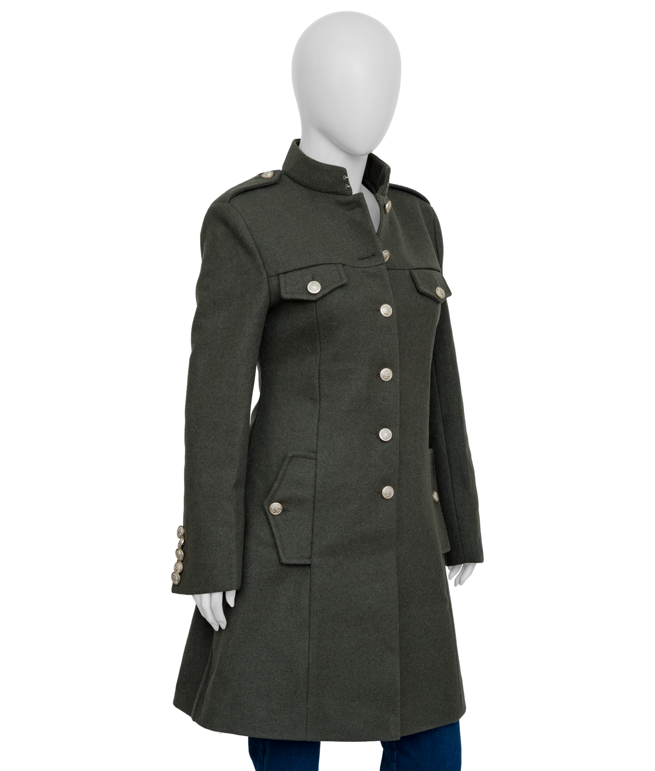 Women's Classic Green Military-Style Coat (1)
