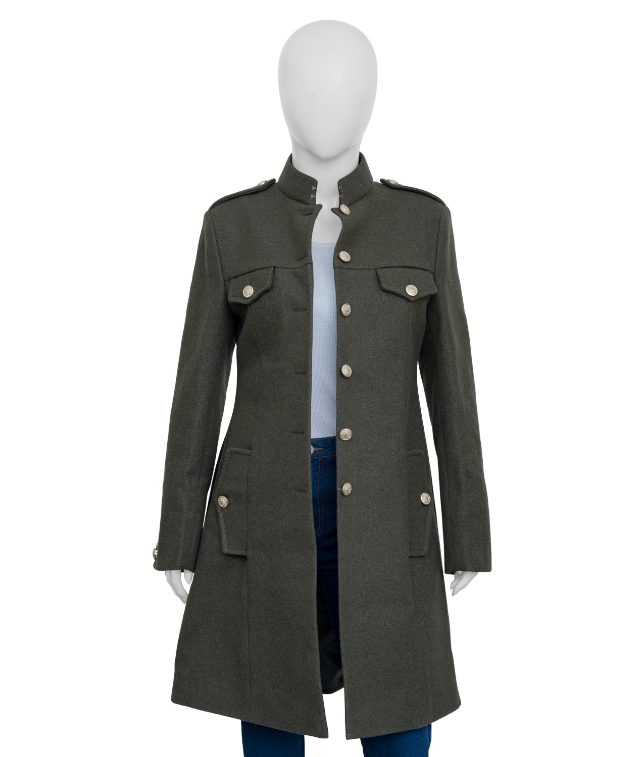 Women's Classic Green Military-Style Coat (3)