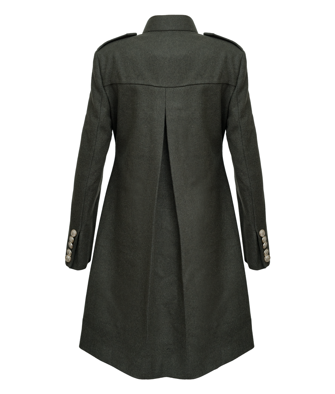 Women's Classic Green Military-Style Coat with Epaulettes (4)
