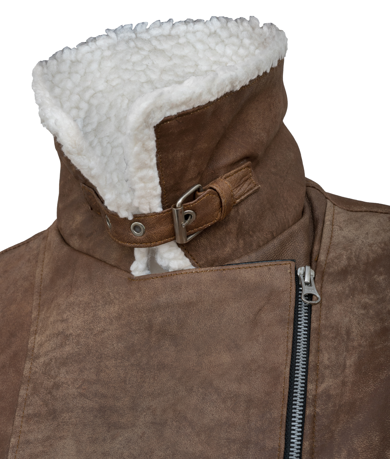 Women's Faux Leather Asymmetrical Bikers Style Fur Jacket (1)