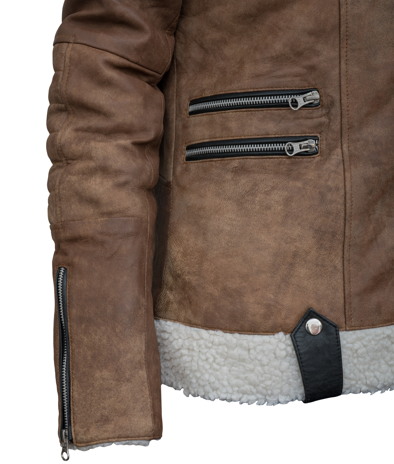 Women's Faux Leather Asymmetrical Bikers Style Fur Jacket (2)